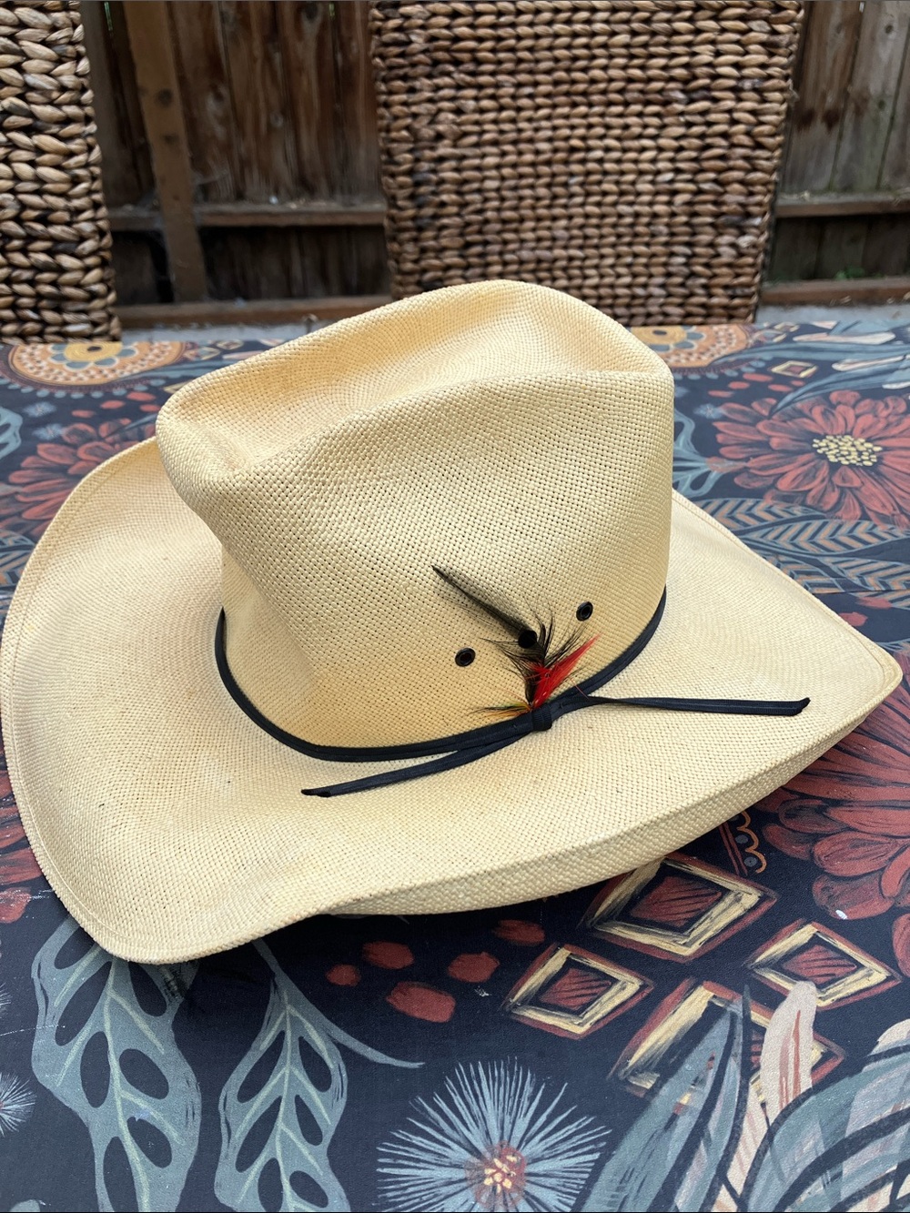 Vintage Stetson Shantung Straw Hat size 7-1/8
